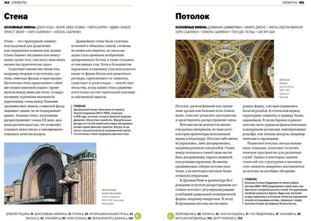 Główne w historii architektury. Style, budynki, elementy, materiały