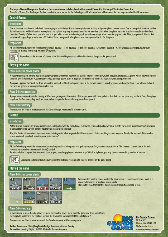Brettspiel - Power Grid Exp: Central Europe" 2nd Edition (EN) (Erweiterung)