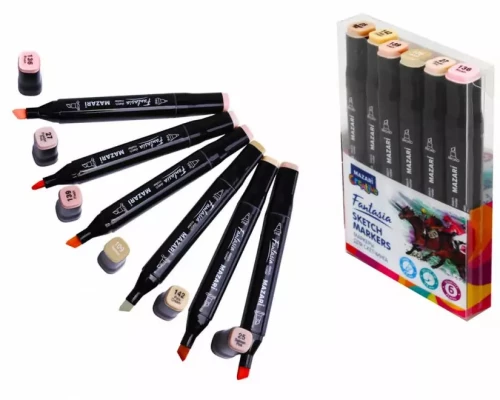 Double-sided sketch markers FANTASIA, 6 colors