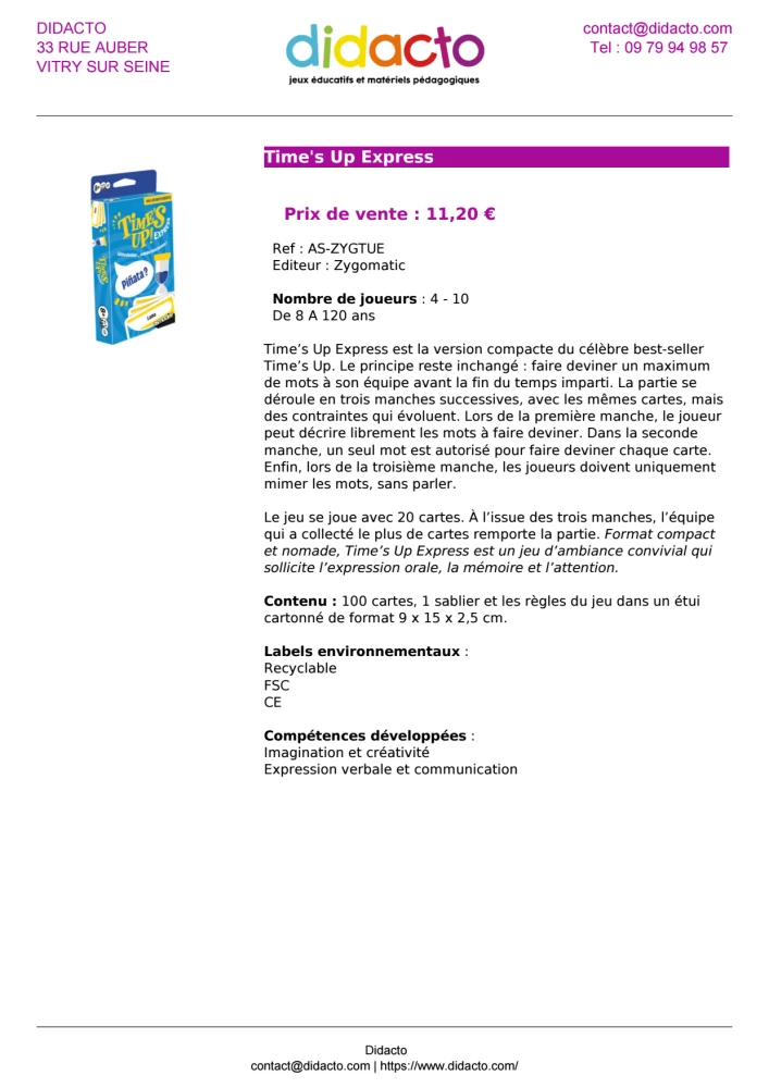 Galda spēle - Time's Up! Express" (EN)