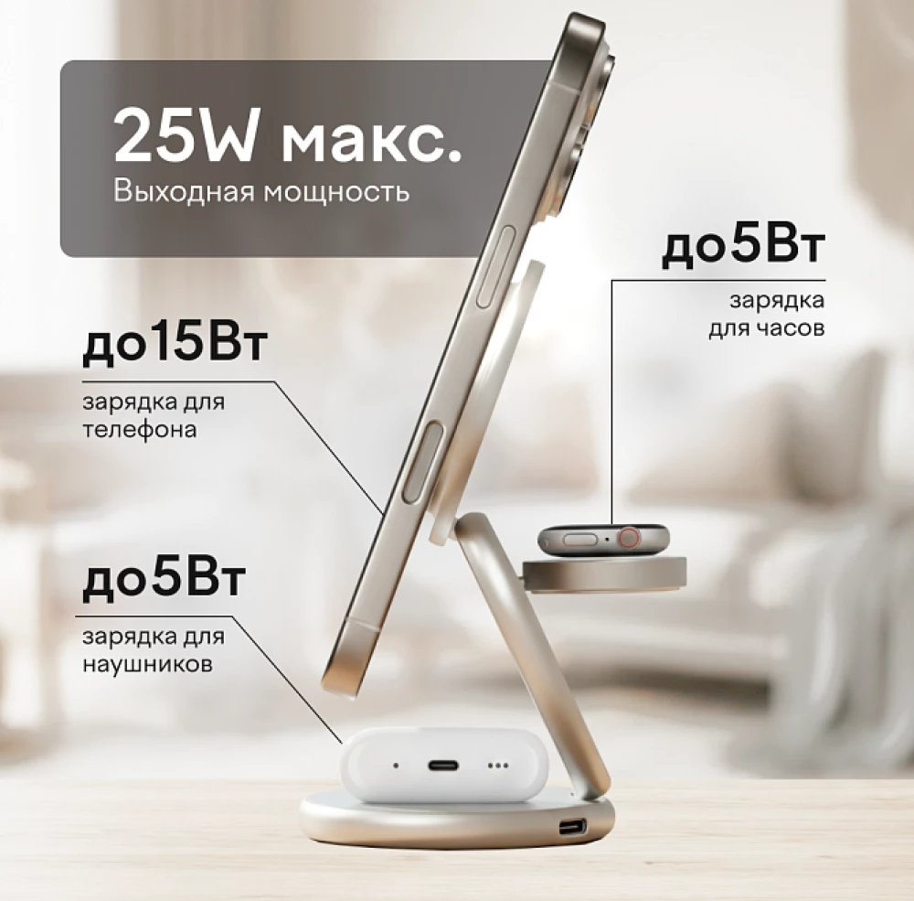 Ladegerät 3 in 1 Magssory Signature Disc Pro für Apple Qi2 Titan