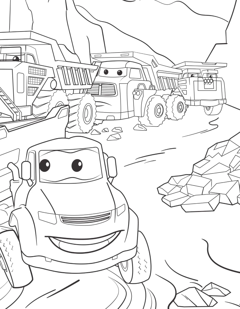 Trucks. Full speed ahead! Coloring book