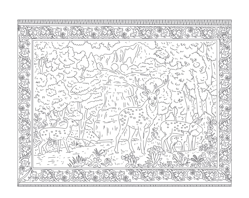 Carpet on the Wall. Nostalgic Coloring from Childhood.