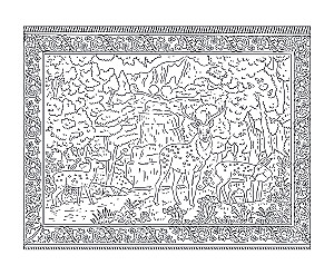 Carpet on the Wall. Nostalgic Coloring from Childhood.