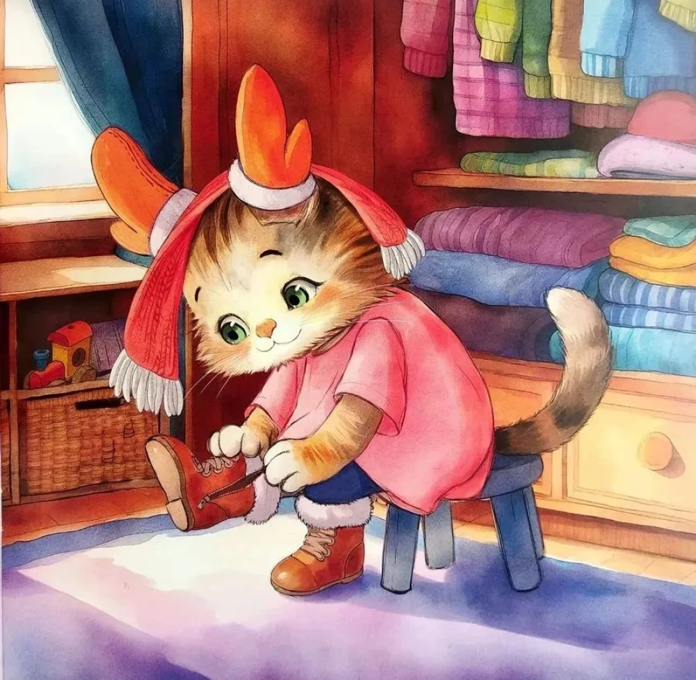 Die Katze geht spazieren. Richtig anziehen