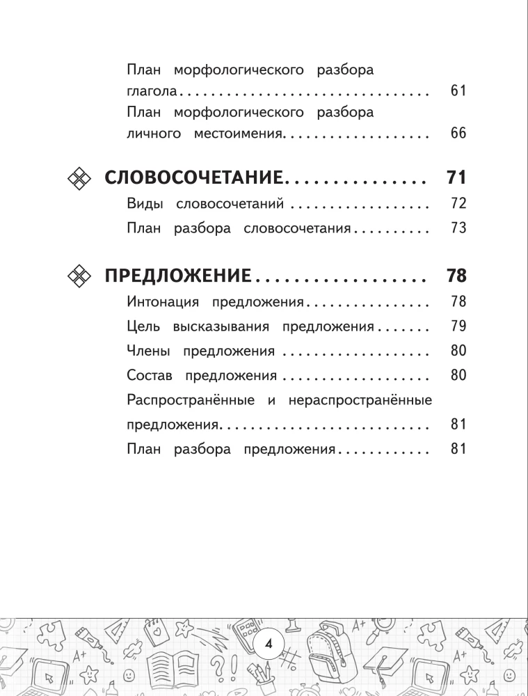 Schemen der russischen Sprache. Alle Arten der Analyse. Klassen 1-4