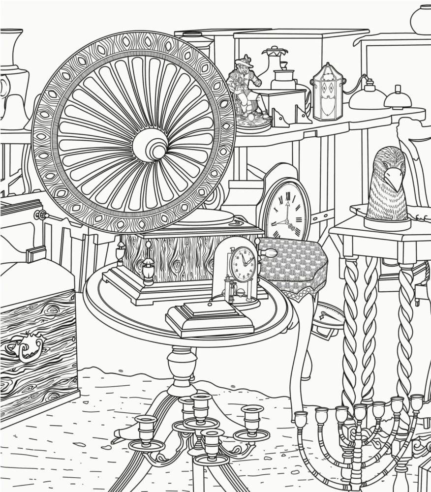 The Most Beautiful Antique Shops. Coloring Books for Introverts