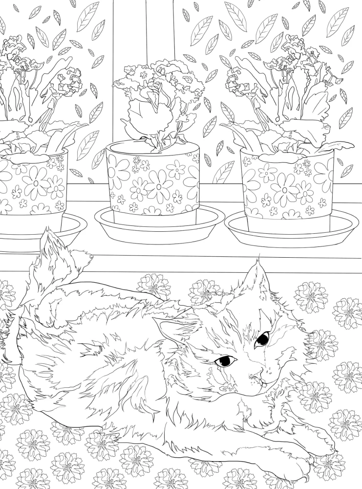 Coloring Book Cat Therapy. Cats That Soothe