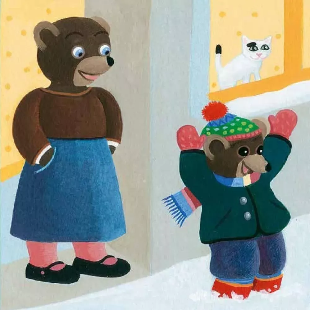 Tёpa the Bear Cub Molds a Snowman