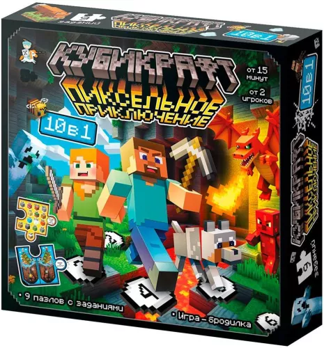 Настольная игра - Кубикрафт. Пиксельное приключение 10 в 1