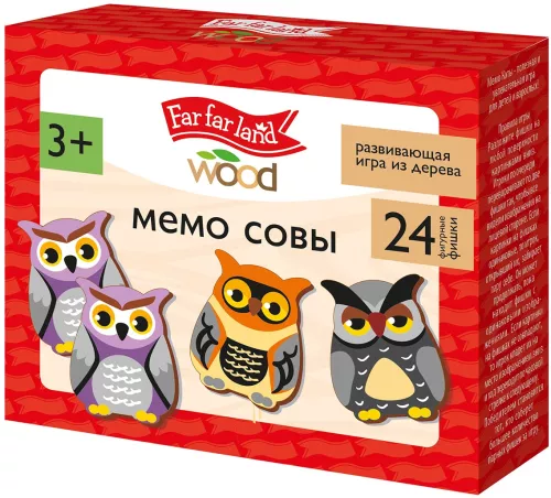 Настольная игра деревянная - Мемо. Совы