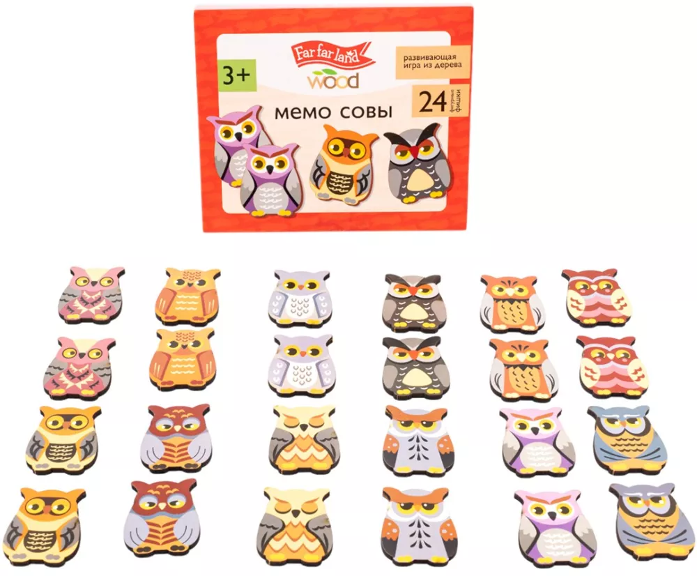 Настольная игра деревянная - Мемо. Совы