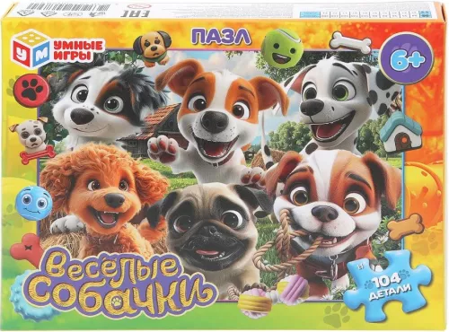 Пазл - Весёлые собачки, 104 элемента