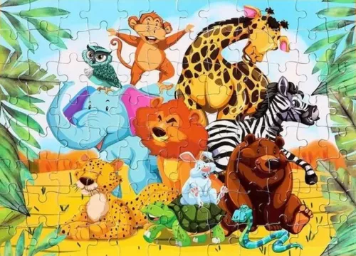 Puzzle w tubie - Dżunglowe zwierzątka, 96 elementów