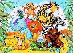 Puzzle w tubie - Dżunglowe zwierzątka, 96 elementów