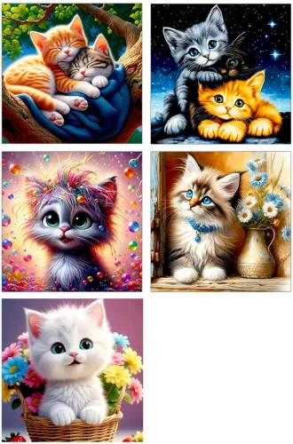 Алмазная мозаика - КОТИКИ, 30х30 см, в ассортименте