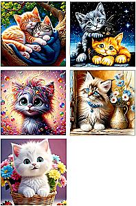 Алмазная мозаика - КОТИКИ, 30х30 см, в ассортименте