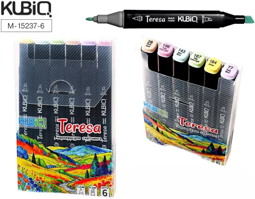Набор маркеров для скетчинга двухсторонние - TERESA. Pastel Colors 1, 6 цветов