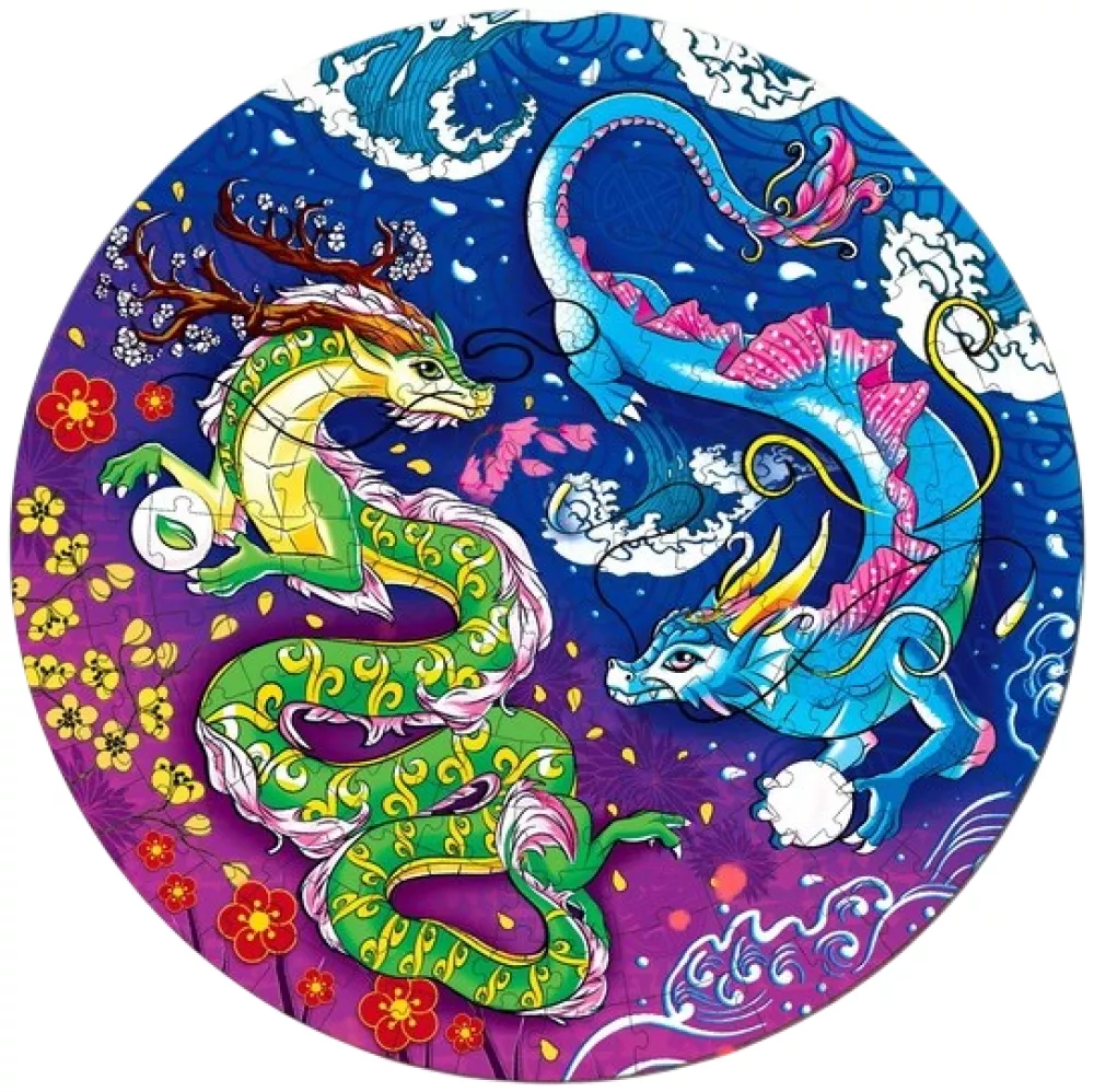 Glowing Round Puzzle - Pair of Dragons, 170 Pieces