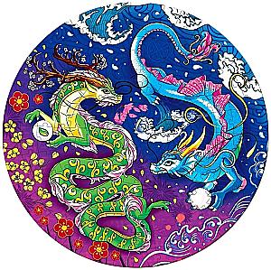 Glowing Round Puzzle - Pair of Dragons, 170 Pieces