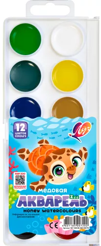 Акварель - ZOO, 12 цветов, без кисточки