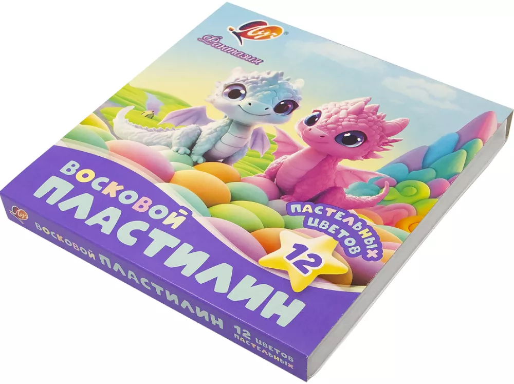 Восковой пластилин - Фантазия. Пастельный, 12 цветов