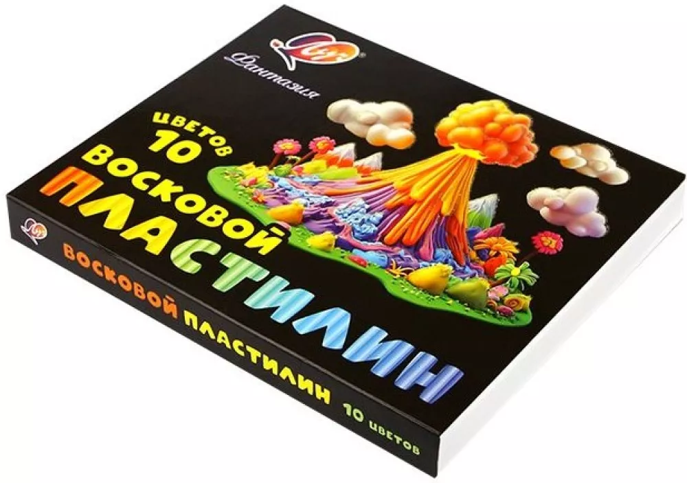 Восковой пластилин - Фантазия, 10 цветов (классический+ флуоресцентный)