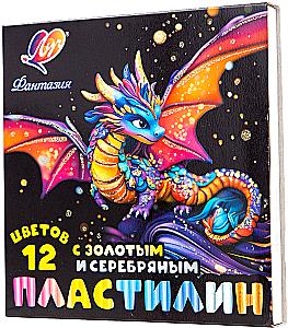 Восковой пластилин - Фантазия, 12 цветов (классический + золотой + серебряный)