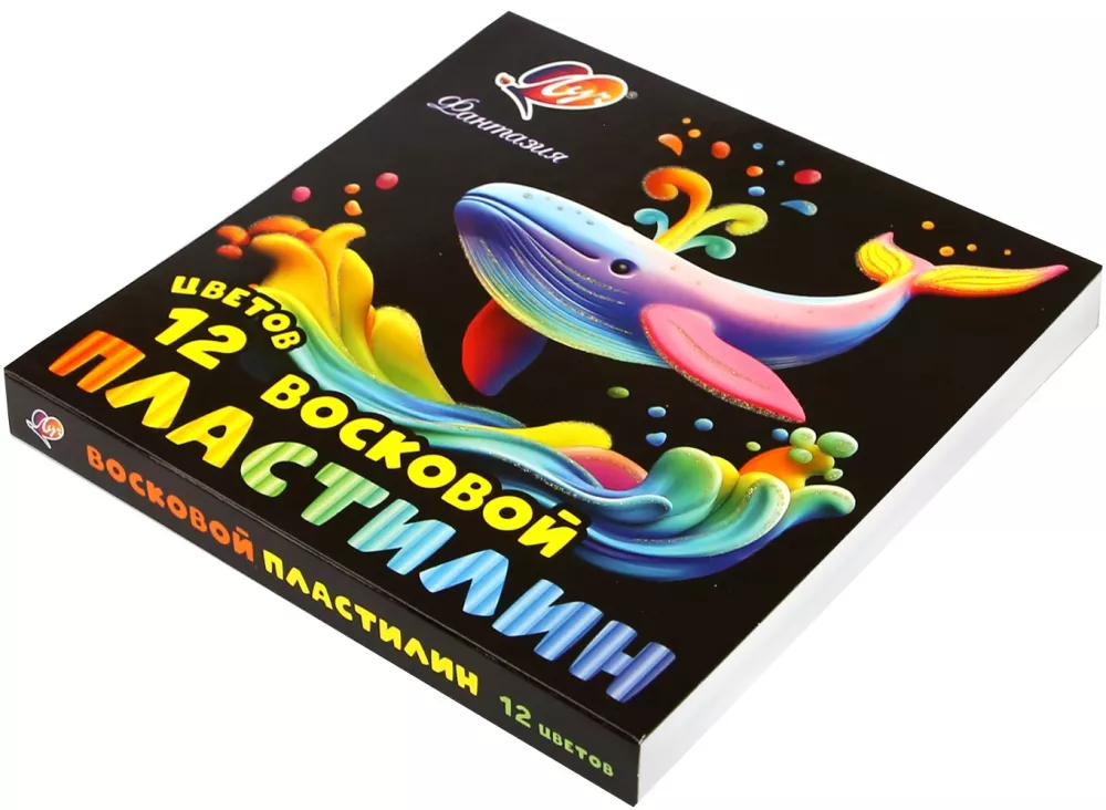 Восковой пластилин - Фантазия, 12 цветов (классический + флуоресцентный)