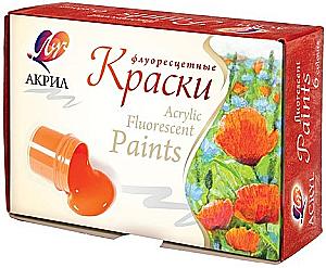 Краски акриловые - Флуоресцентные, 6 цветов