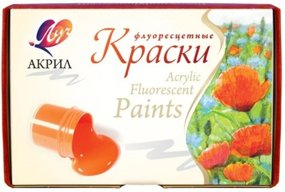 Краски акриловые - Флуоресцентные, 6 цветов