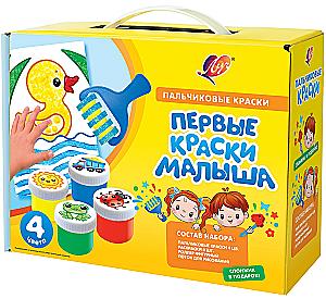 Пальчиковые краски - Кроха. Первые краски малыша, 4 цвета