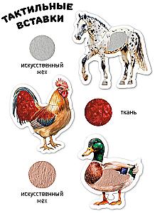 Tiere im Dorf. Taktil-Puzzles