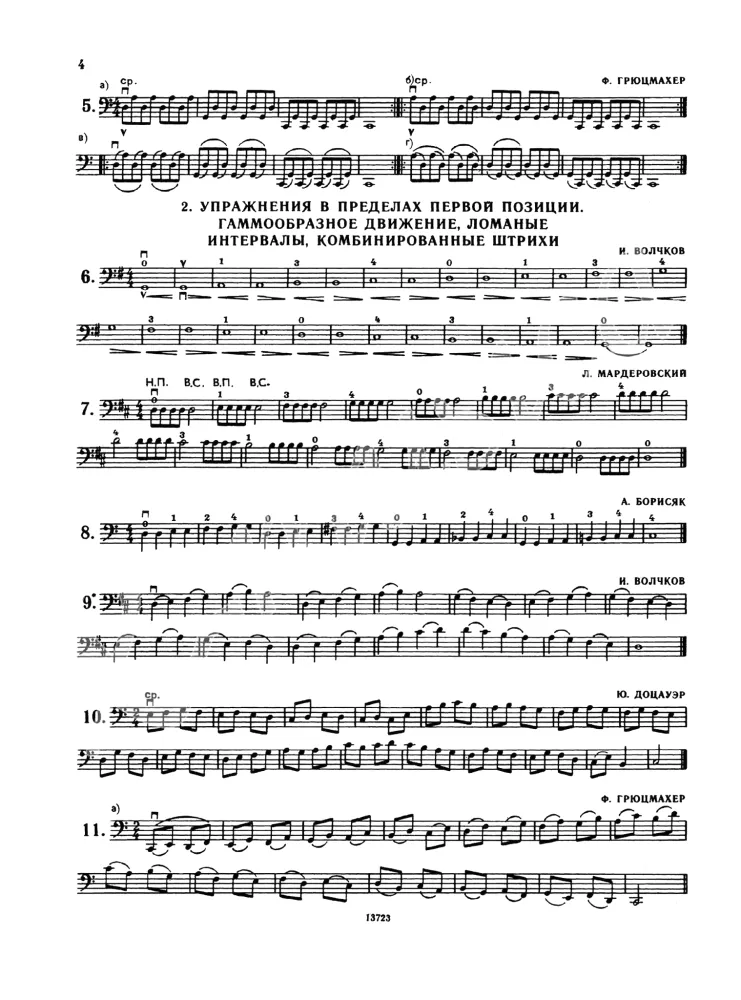 Ausgewählte Übungen für Violoncello