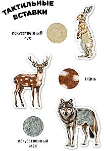 Tiere im Wald. Taktilen Puzzles