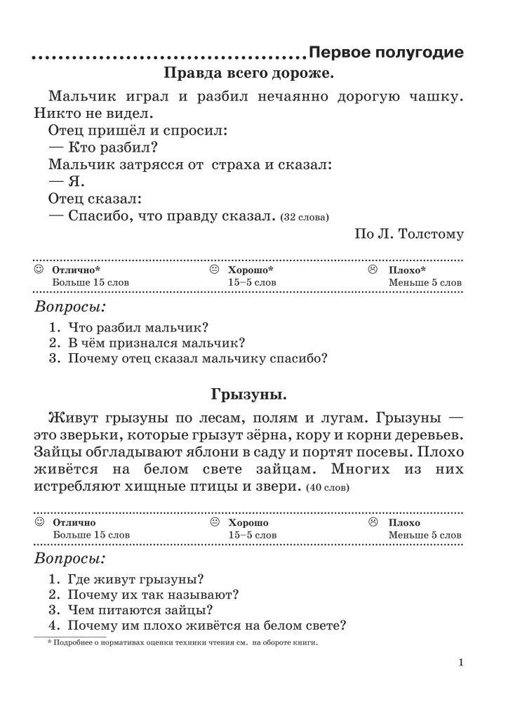 Checking Work on Reading Technique. Grade 1