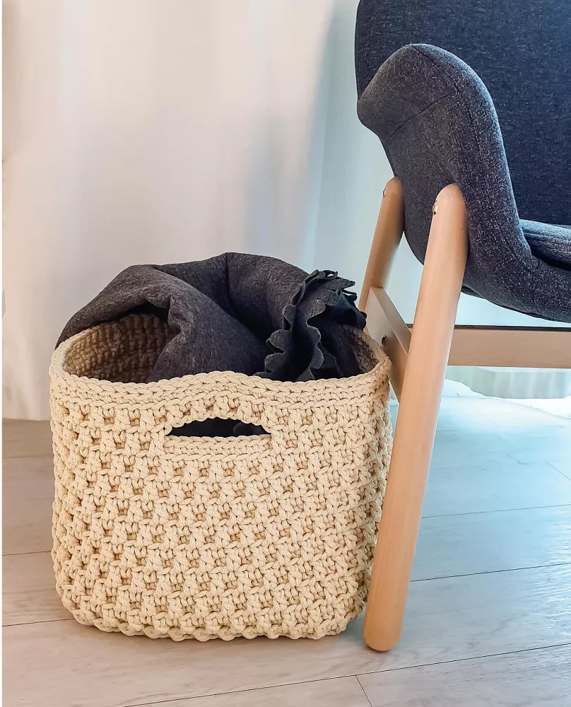 Knitting Rugs, Napkins, and Cushions. Stylish Home with Crochet