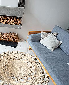 Knitting Rugs, Napkins, and Cushions. Stylish Home with Crochet