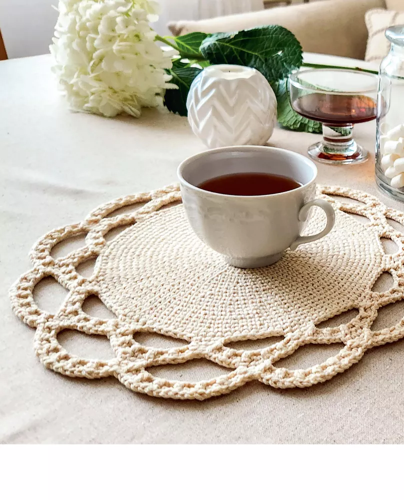 Knitting Rugs, Napkins, and Cushions. Stylish Home with Crochet