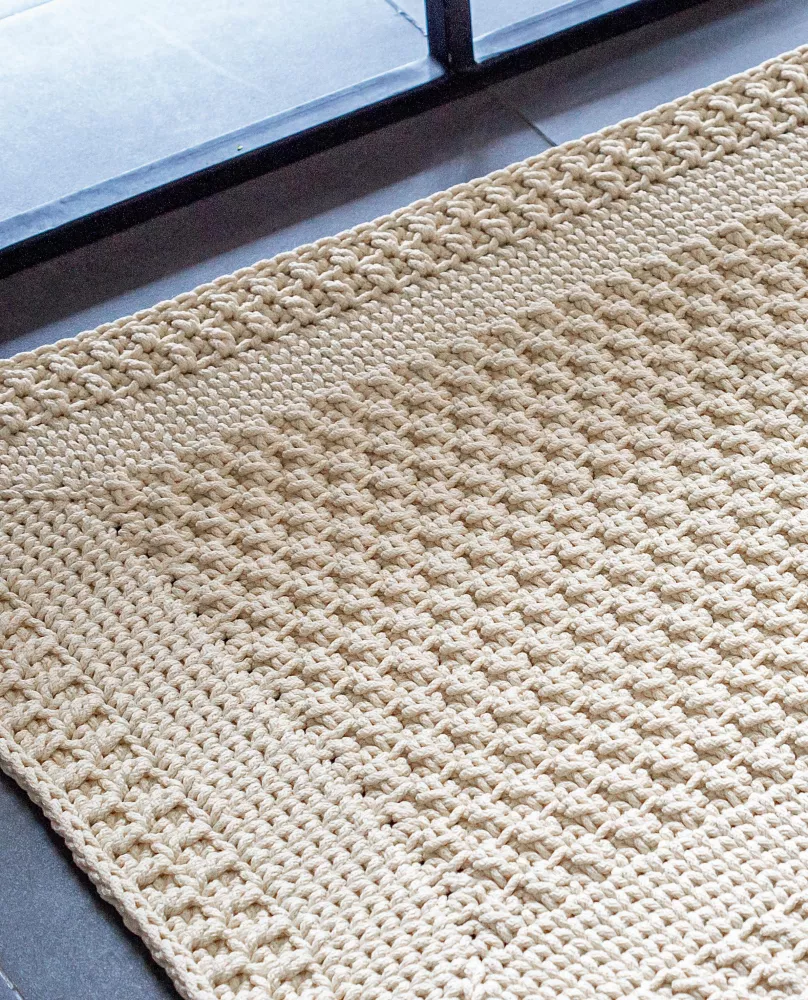 Knitting Rugs, Napkins, and Cushions. Stylish Home with Crochet