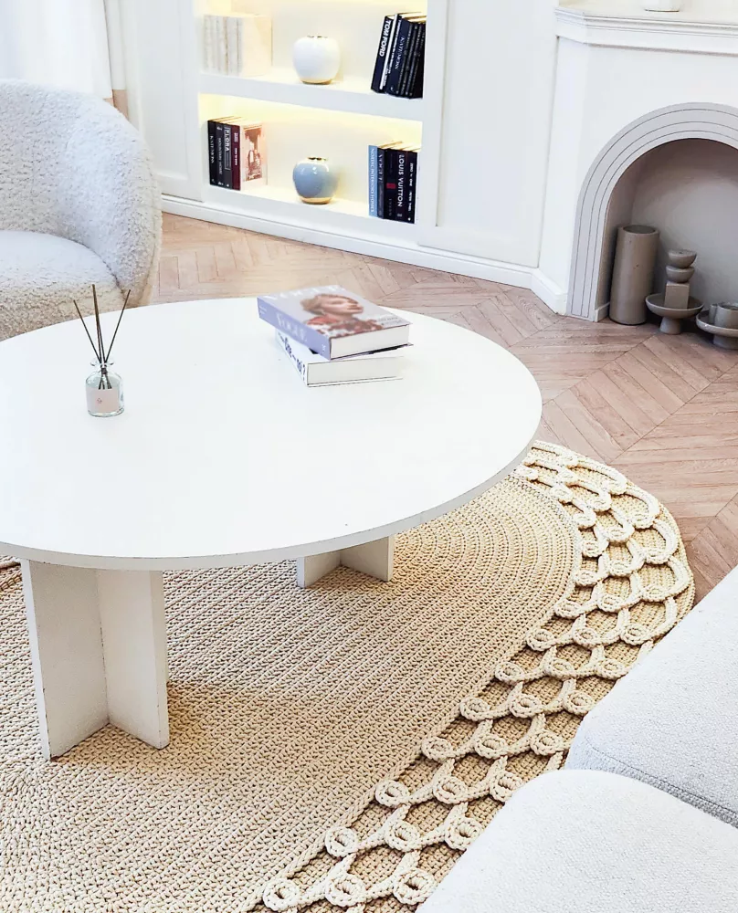 Knitting Rugs, Napkins, and Cushions. Stylish Home with Crochet