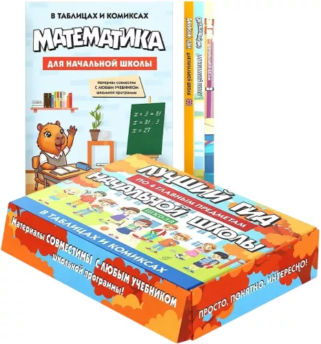 The Best Guide to the 4 Main Subjects of Elementary School. A Set of 4 Books in a Box