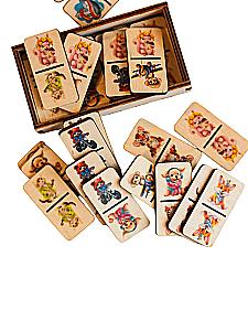 Настольная игра - Домино. Зверушки, в деревянной коробке