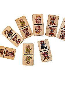 Настольная игра - Домино. Зверушки, в деревянной коробке
