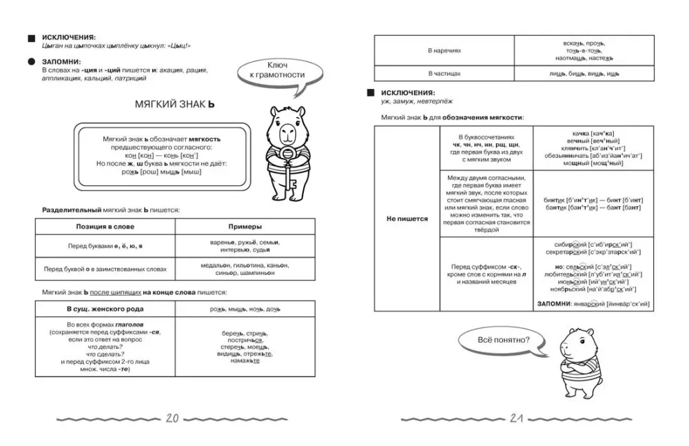 Russische Sprache in Tabellen und Comics