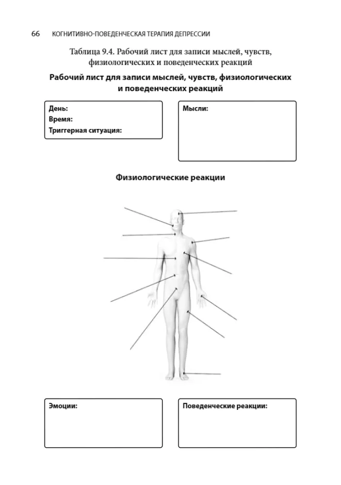 Cognitive Behavioral Therapy for Depression. Worksheets and Handouts