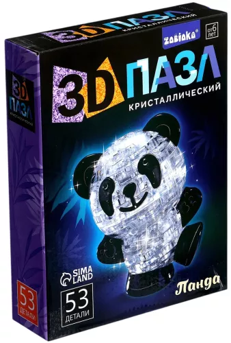 3D Puzzle for Kids - Panda, Crystal, 53 Pieces, Assorted