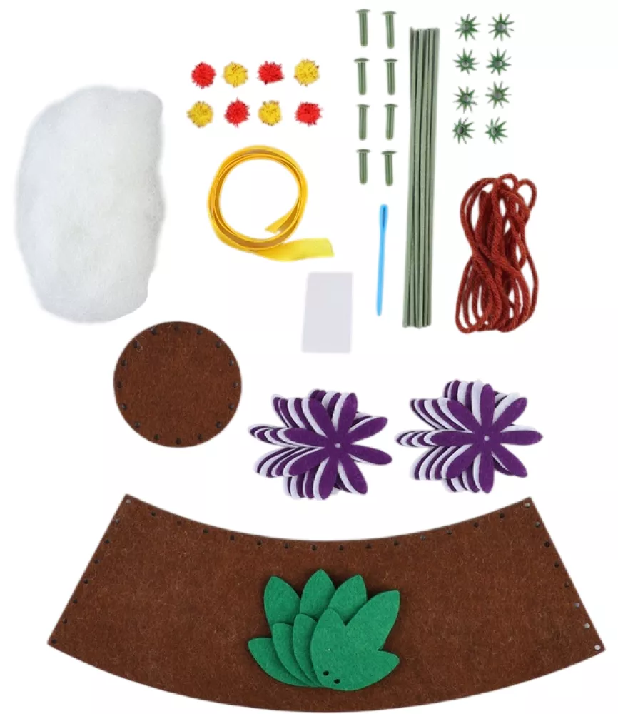 Felt bouquet in a pot - Purple flowers