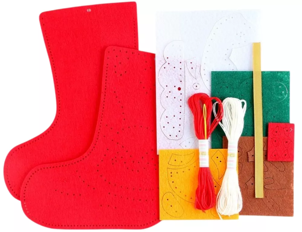 New Year's sewing set. Felt sock - New Year's sock. Fawn
