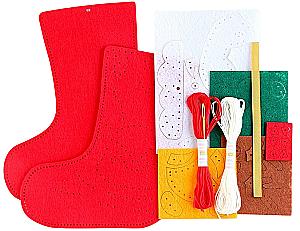 New Year's sewing set. Felt sock - New Year's sock. Fawn